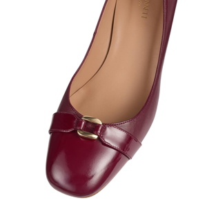 L.K. Bennett Kate Burgundy Red Plain Block Heel Courts